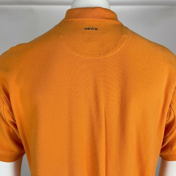 Orvis Signature Polo Shirt Short Sleeve Heavy Cotton Stretch Collared Top Mens L - Picture 5 of 8